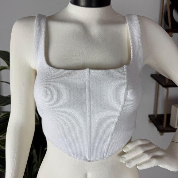 Princess Polly White Ribbed Corset Crop Top - Picture 2 of 6